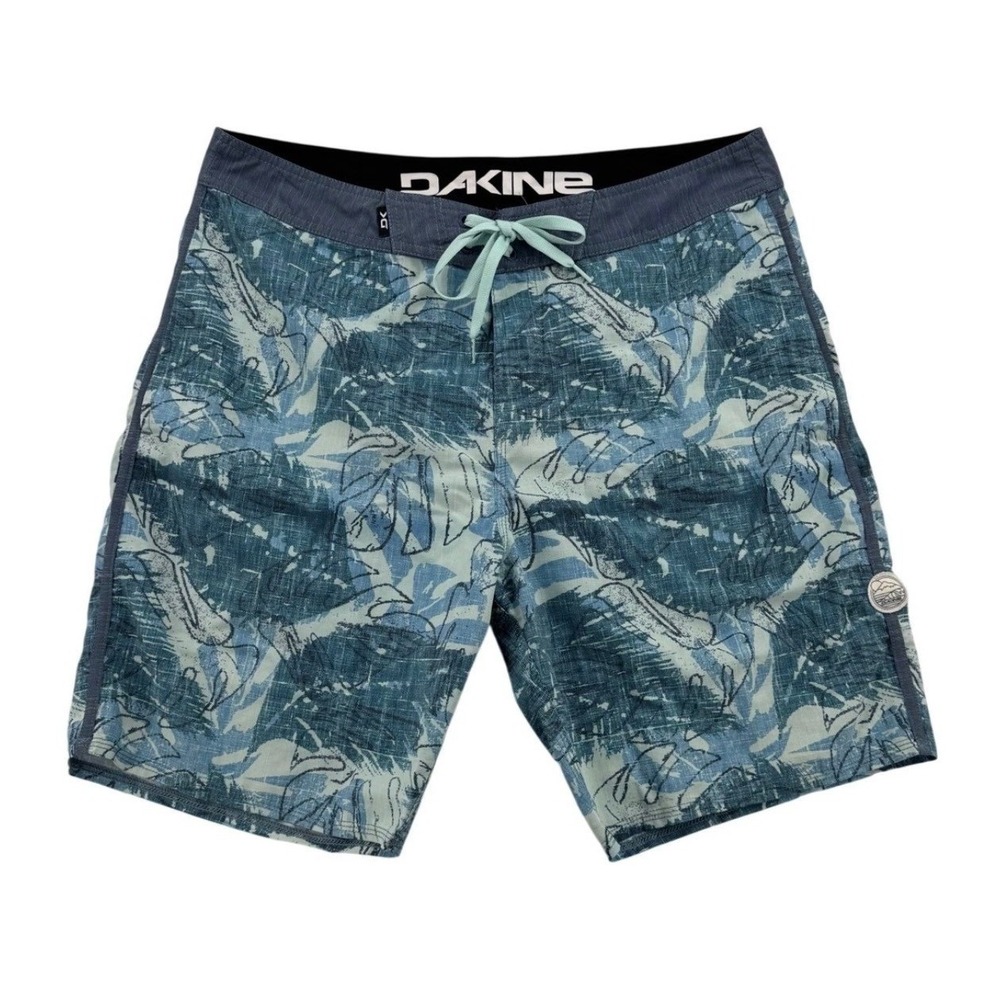 Dakine Board Shorts Mens 36 Blue Tropical Leaf Print Excellent Stretch Surf